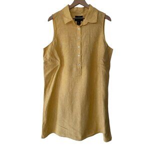 Tahari Women's 100% Linen Marigold Plus Size Collard Sleeveless Dress